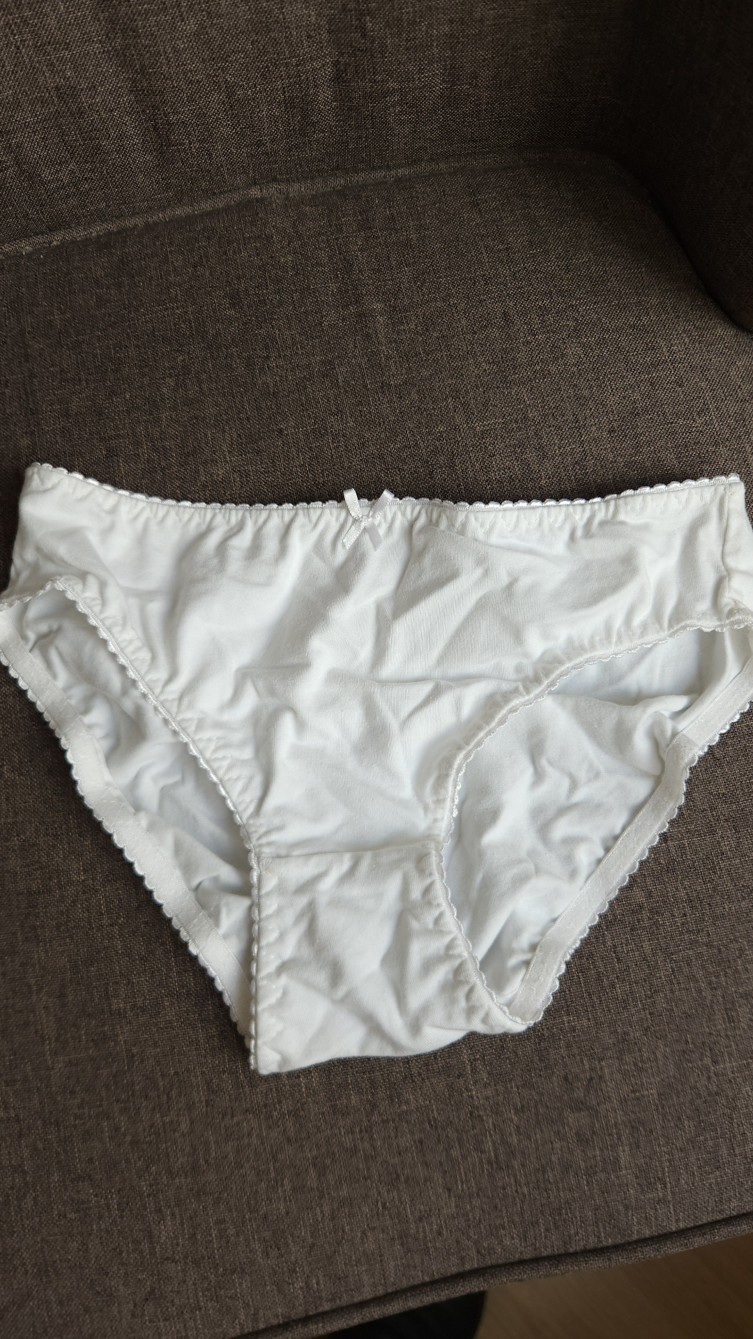 Bikini de cobertura alta de algodón blanco, color blanco