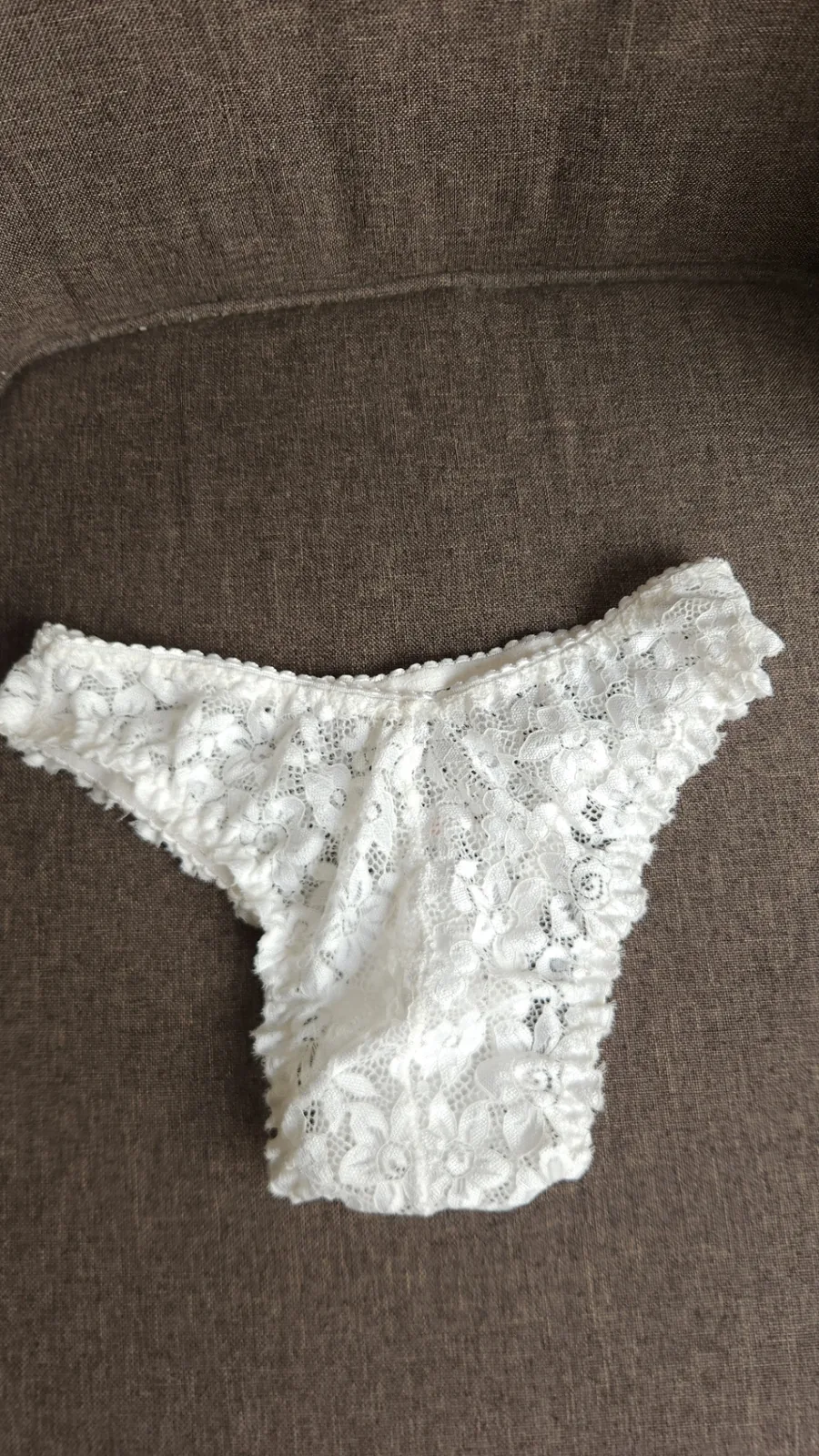 Bikini de corte bajo de encaje blanco, color blanco