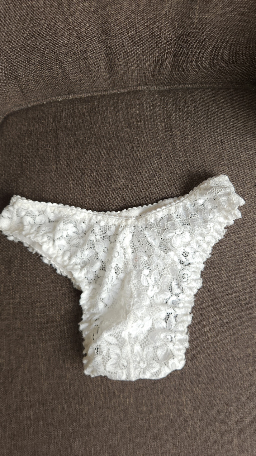 Bikini de corte bajo de encaje blanco, color blanco